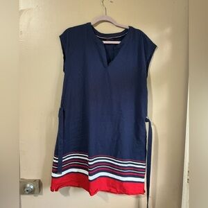 Tommy Hilfiger Blue Mini Dress with V-Neck and Tie Front
